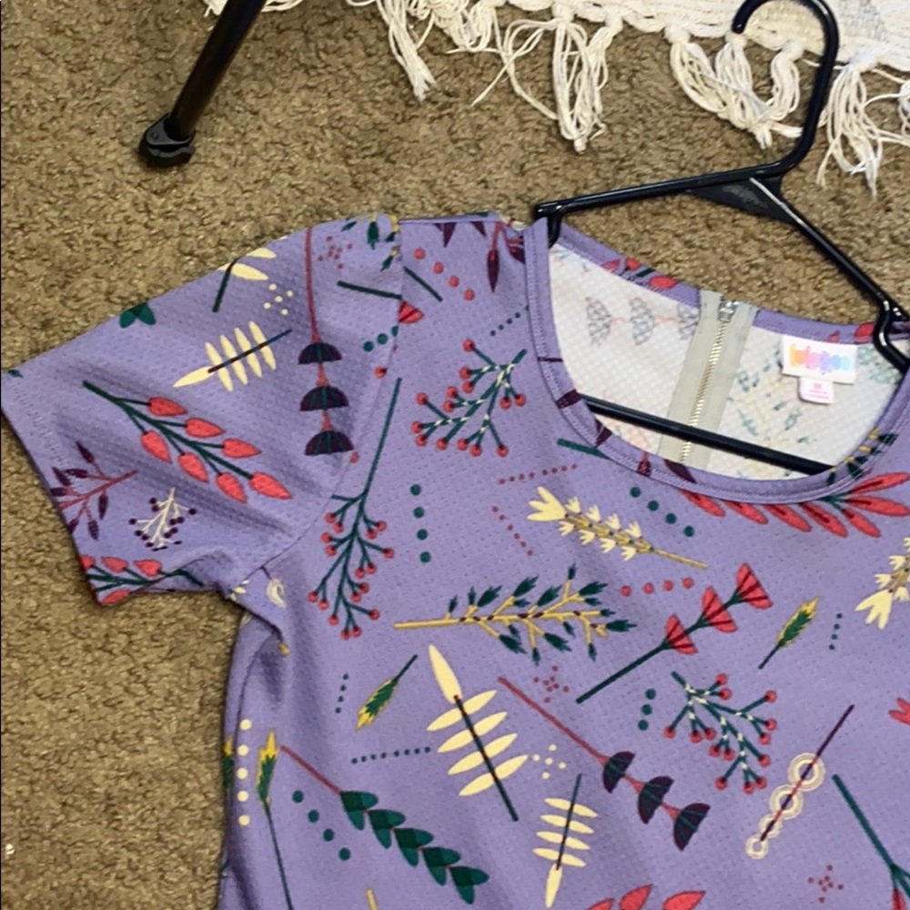 Lularoe Amelia dress purple w leafy print